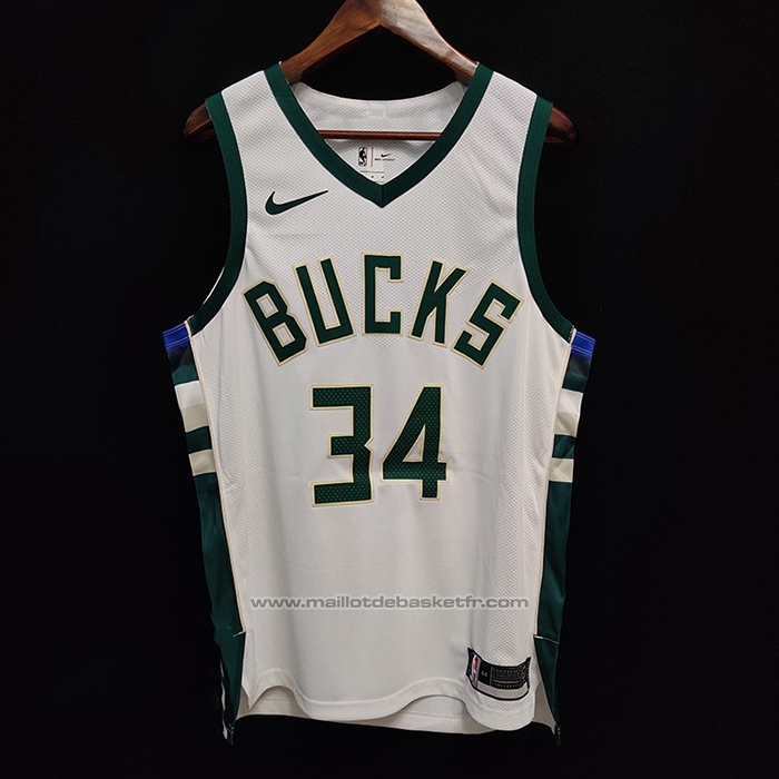 Maillot Milwaukee Bucks Giannis Antetokounmpo #34 Association Authentique Blanc